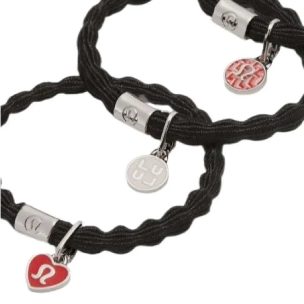 Lululemon Charm Hair Ties 3 Pack Black/Silver